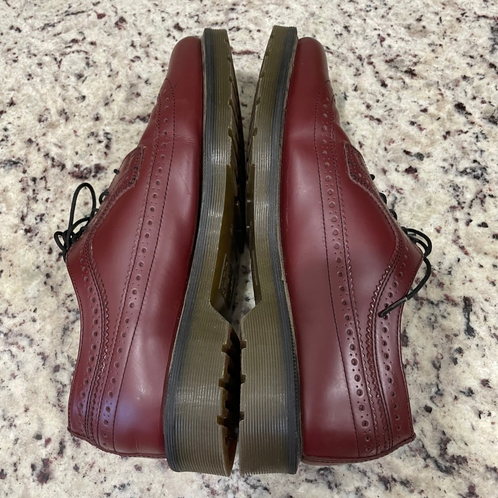 Dr Martens 3989 Cherry Red Leather Wingtip Brogue Shoes Mens 11 Womens 12 - Picture 8 of 11